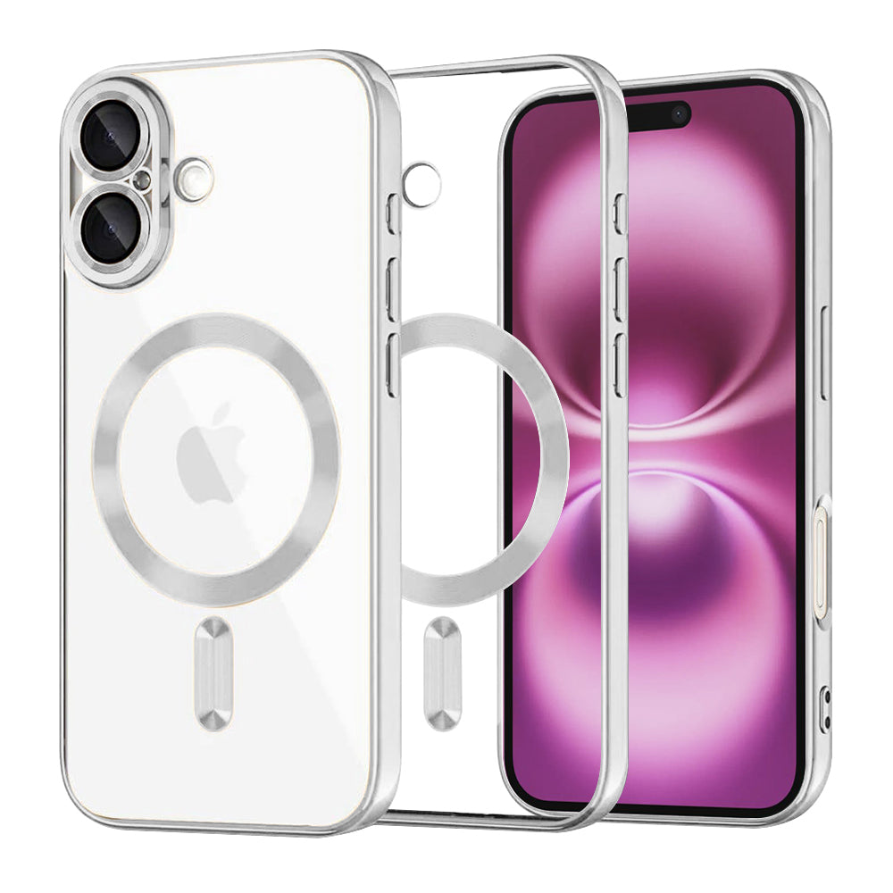 MagSafe pouzdro pro Apple iPhone 16 Plus, Techsuit, Luxury Crystal, Stříbrné