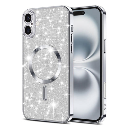 MagSafe pouzdro pro Apple iPhone 16 Plus, Techsuit, Luxury Glitter, Stříbrné