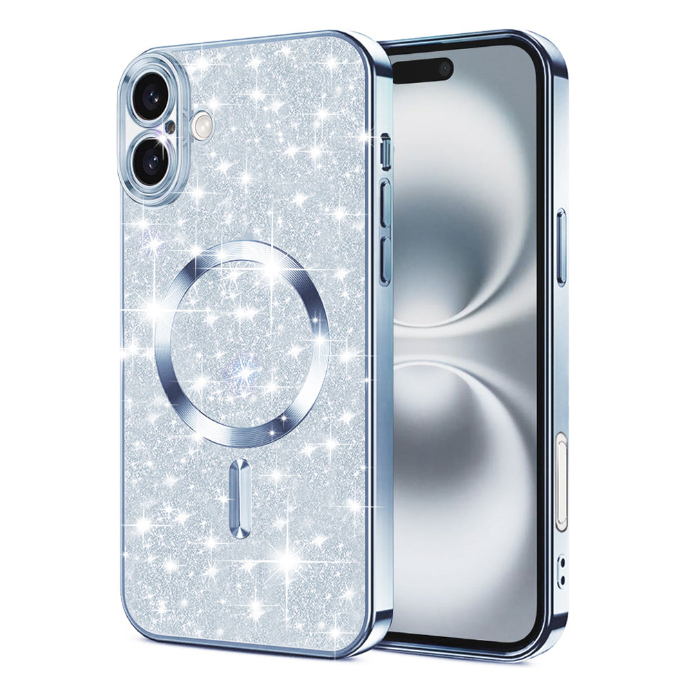 MagSafe pouzdro pro Apple iPhone 16 Plus, Techsuit, Luxury Glitter, Bleu