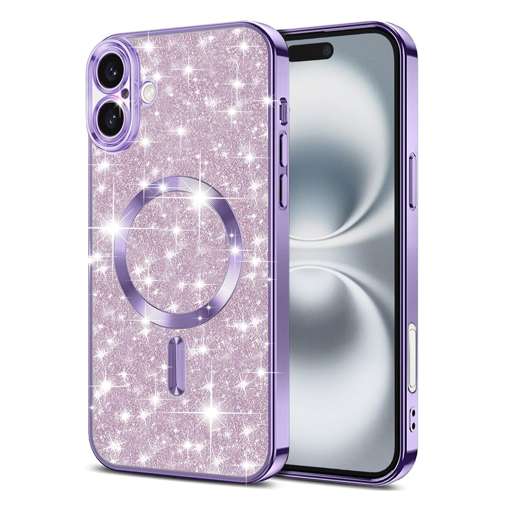 MagSafe pouzdro pro Apple iPhone 16 Plus, Techsuit, Luxury Glitter, Světle fialové