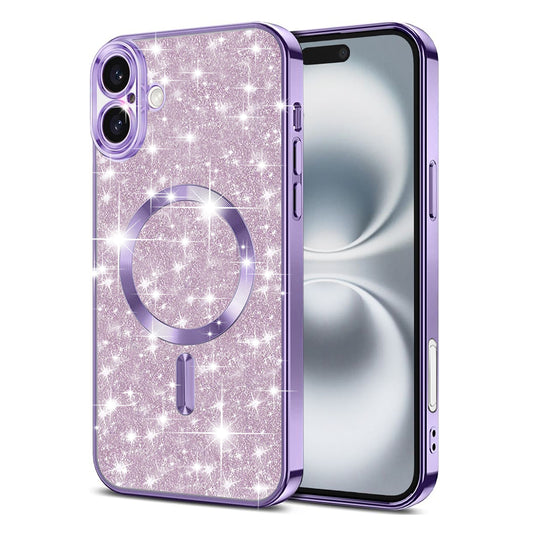 MagSafe pouzdro pro Apple iPhone 16 Plus, Techsuit, Luxury Glitter, Světle fialové