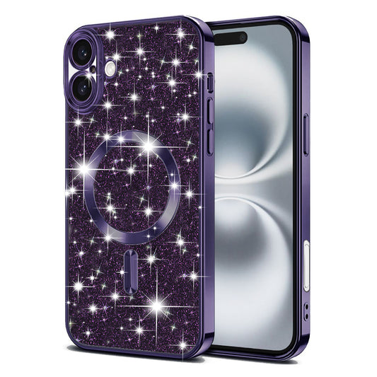 MagSafe pouzdro pro Apple iPhone 16 Plus, Techsuit, Luxury Glitter, Tmavě fialové