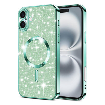 MagSafe pouzdro pro Apple iPhone 16 Plus, Techsuit, Luxury Glitter, Světle zelená