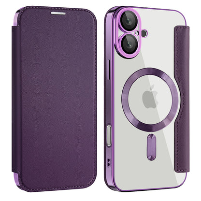 MagSafe Case for Apple iPhone 16 Plus, Techsuit, SmartMag Book, Purple