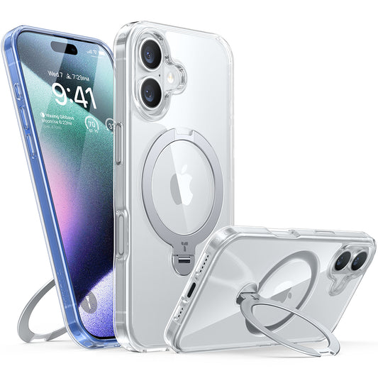 Pouzdro MagSafe pro Apple iPhone 16 Plus, Torras, Ostand Spin, Průhledné