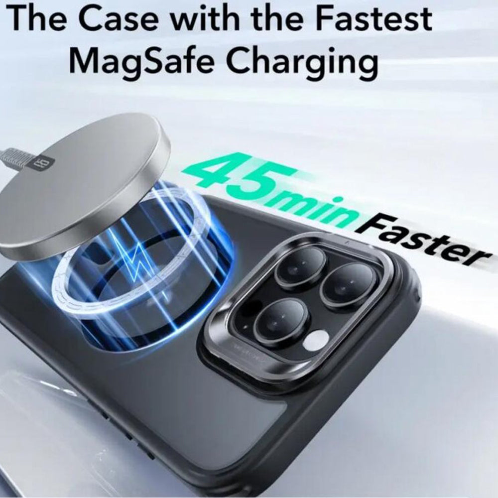 Pouzdro MagSafe pro Apple iPhone 16 Pro, ESR, Classic Hybrid Kickstand Slide, Saténově černé