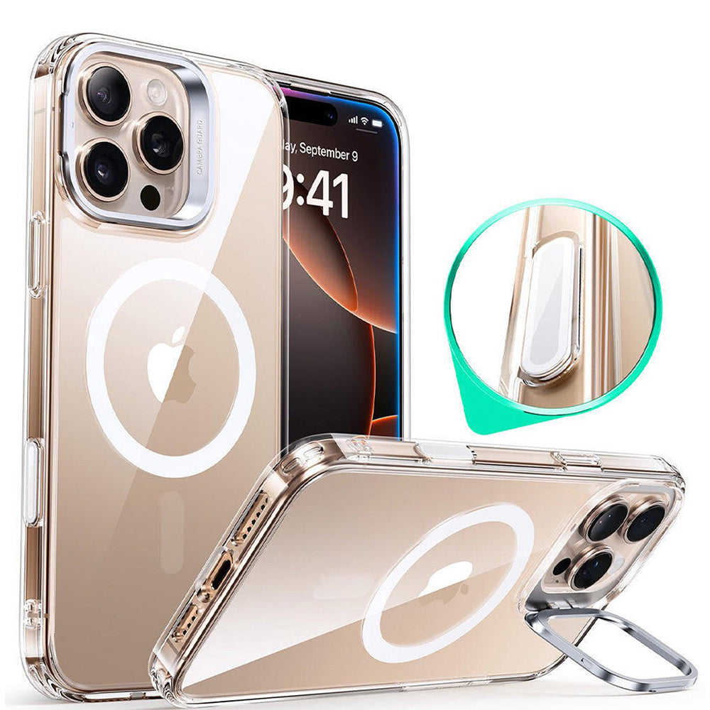 Pouzdro MagSafe pro Apple iPhone 16 Pro, ESR, Classic Hybrid Kickstand Slide, Průhledné
