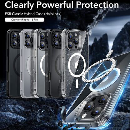 Pouzdro MagSafe pro Apple iPhone 16 Pro, ESR, Classic Hybrid, Saténově průhledné