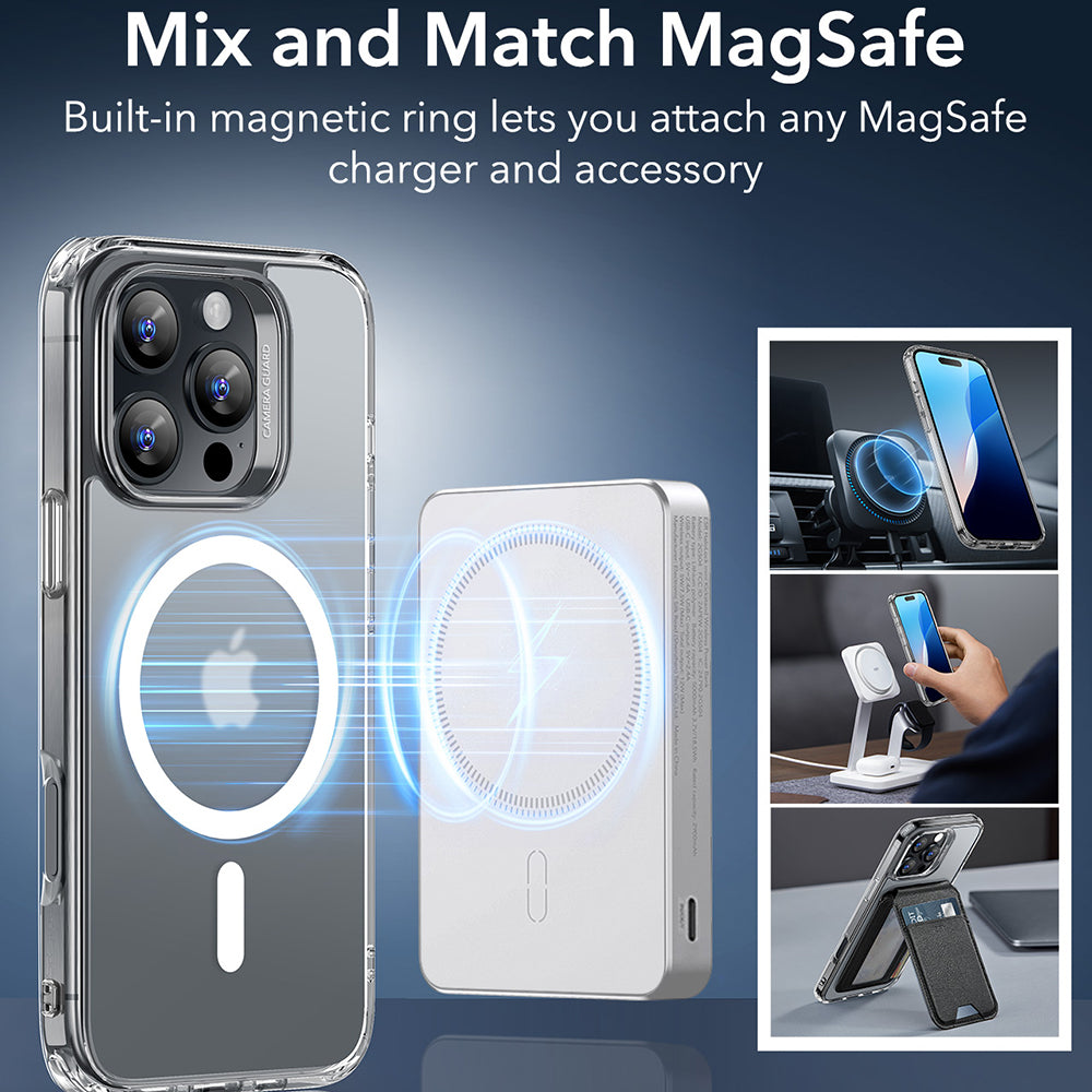 Pouzdro MagSafe pro Apple iPhone 16 Pro, ESR, Classic Hybrid, Saténově průhledné