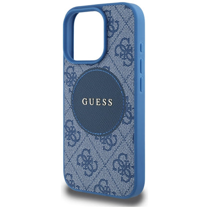 Pouzdro MagSafe pro Apple iPhone 16 Pro, Guess, 4G Circle Classic Logo, Modrá