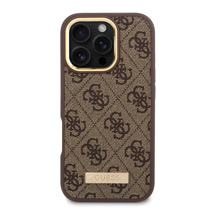 MagSafe Case for Apple iPhone 16 Pro, Guess, 4G Logo Plate, Blue