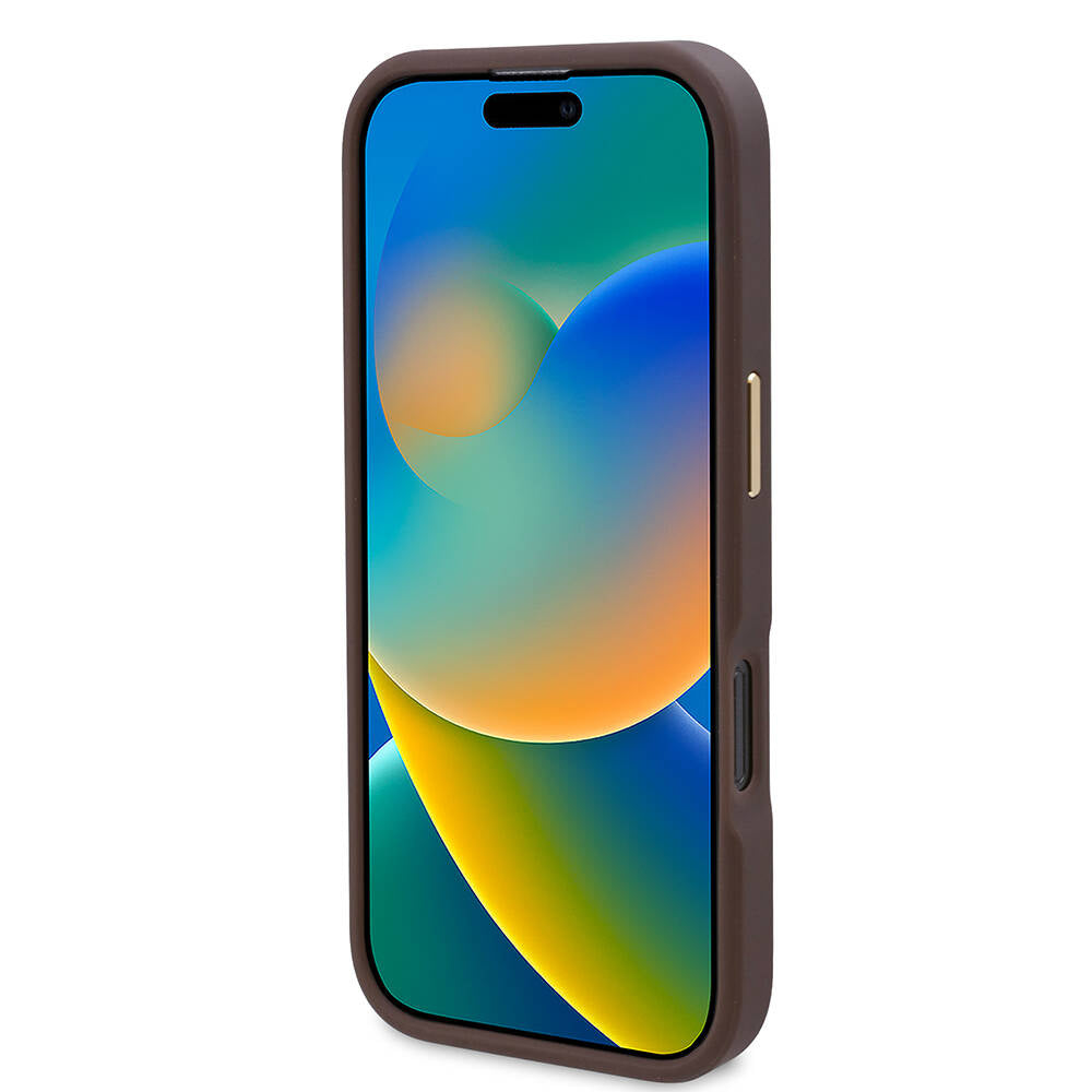 Pouzdro MagSafe pro Apple iPhone 16 Pro, Guess, 4G Logo Plate, Růžové