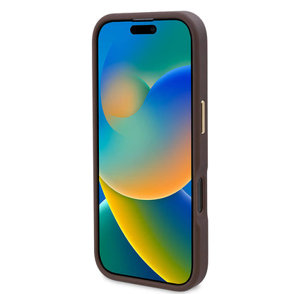 Pouzdro MagSafe pro Apple iPhone 16 Pro, Guess, 4G Logo Plate, Růžové