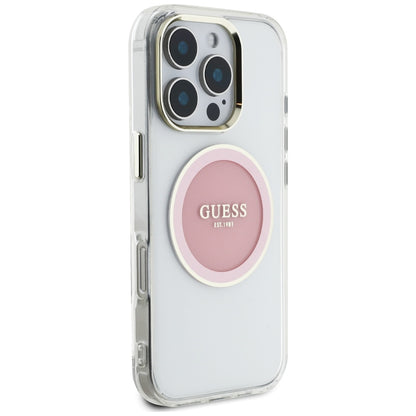 MagSafe Case for Apple iPhone 16 Pro, Guess, IML Metal Colored Circle, Pink
