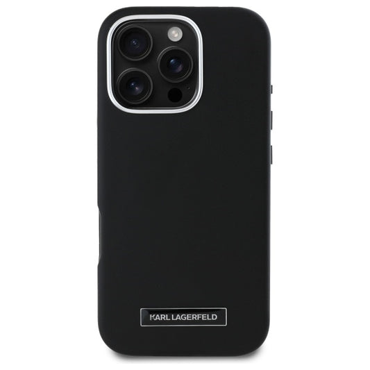 Pouzdro MagSafe pro Apple iPhone 16 Pro, Karl Lagerfeld, FW Metal Plate, Černá