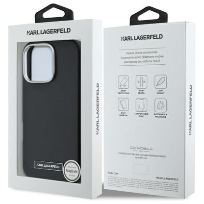 MagSafe Case for Apple iPhone 16 Pro, Karl Lagerfeld, FW Metal Plate, Black