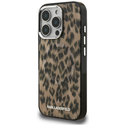 Pouzdro MagSafe pro Apple iPhone 16 Pro, Karl Lagerfeld, IML Leopard Pattern, Hnědá