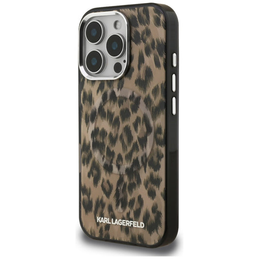 Pouzdro MagSafe pro Apple iPhone 16 Pro, Karl Lagerfeld, IML Leopard Pattern, Hnědá