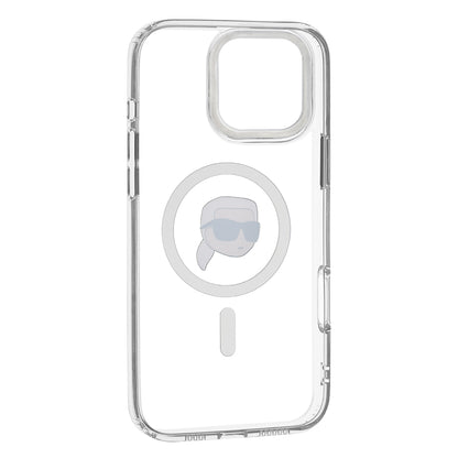 Pouzdro MagSafe pro Apple iPhone 16 Pro, Karl Lagerfeld, IML Metal Karl's Head, Bílá