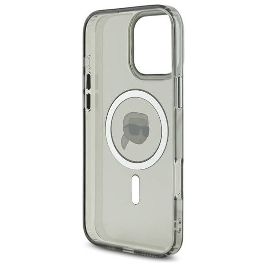 Pouzdro MagSafe pro Apple iPhone 16 Pro, Karl Lagerfeld, IML Metal Karl's Head, Černá