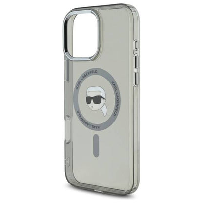Pouzdro MagSafe pro Apple iPhone 16 Pro, Karl Lagerfeld, IML Metal Karl's Head, Černá