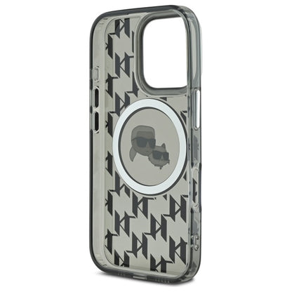 Pouzdro MagSafe pro Apple iPhone 16 Pro, Karl Lagerfeld, IML Monogram Karl & Choupette's Heads, Černá