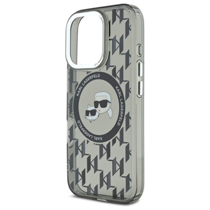 Pouzdro MagSafe pro Apple iPhone 16 Pro, Karl Lagerfeld, IML Monogram Karl & Choupette's Heads, Černá