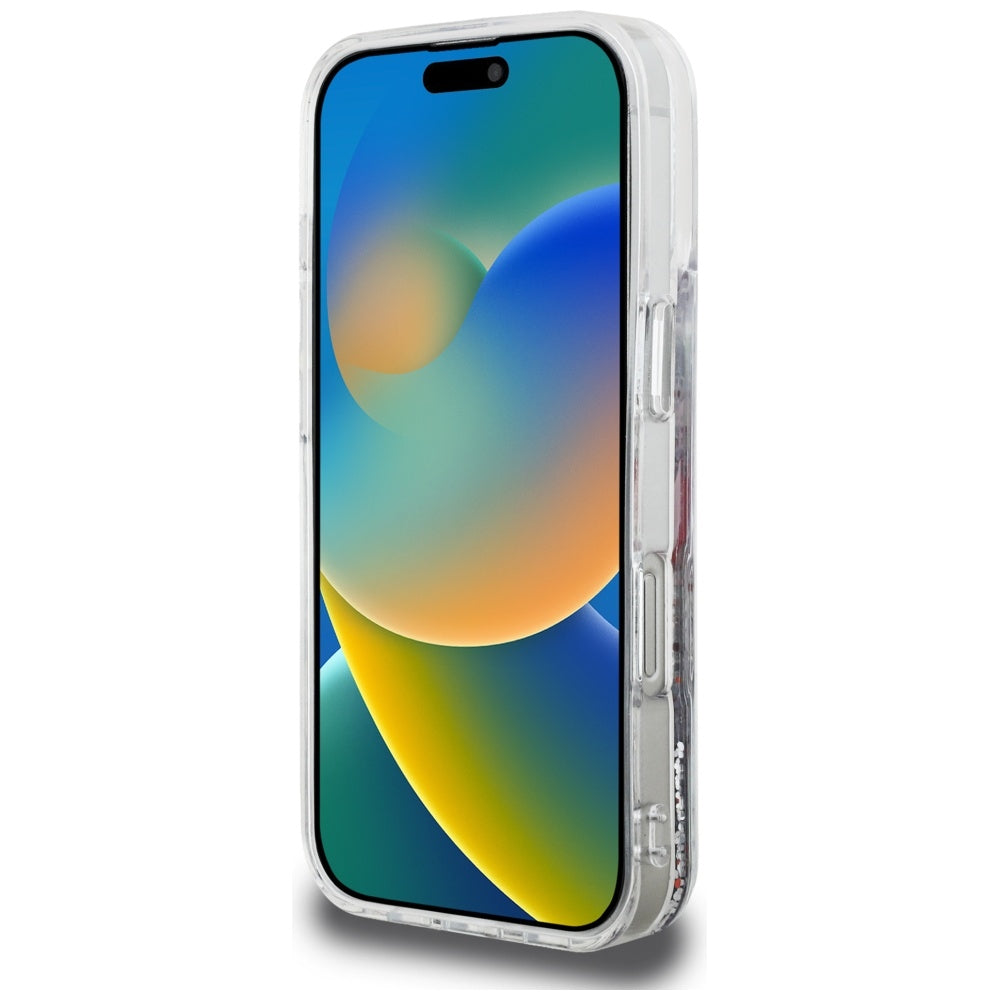 Pouzdro MagSafe pro Apple iPhone 16 Pro, Karl Lagerfeld, Liquid Glitter Choupette Logo, Transparentní