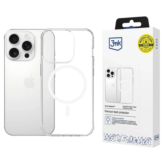 MagSafe pouzdro pro Apple iPhone 16 Pro Max, 3MK, Armor MagCase, Transparentní