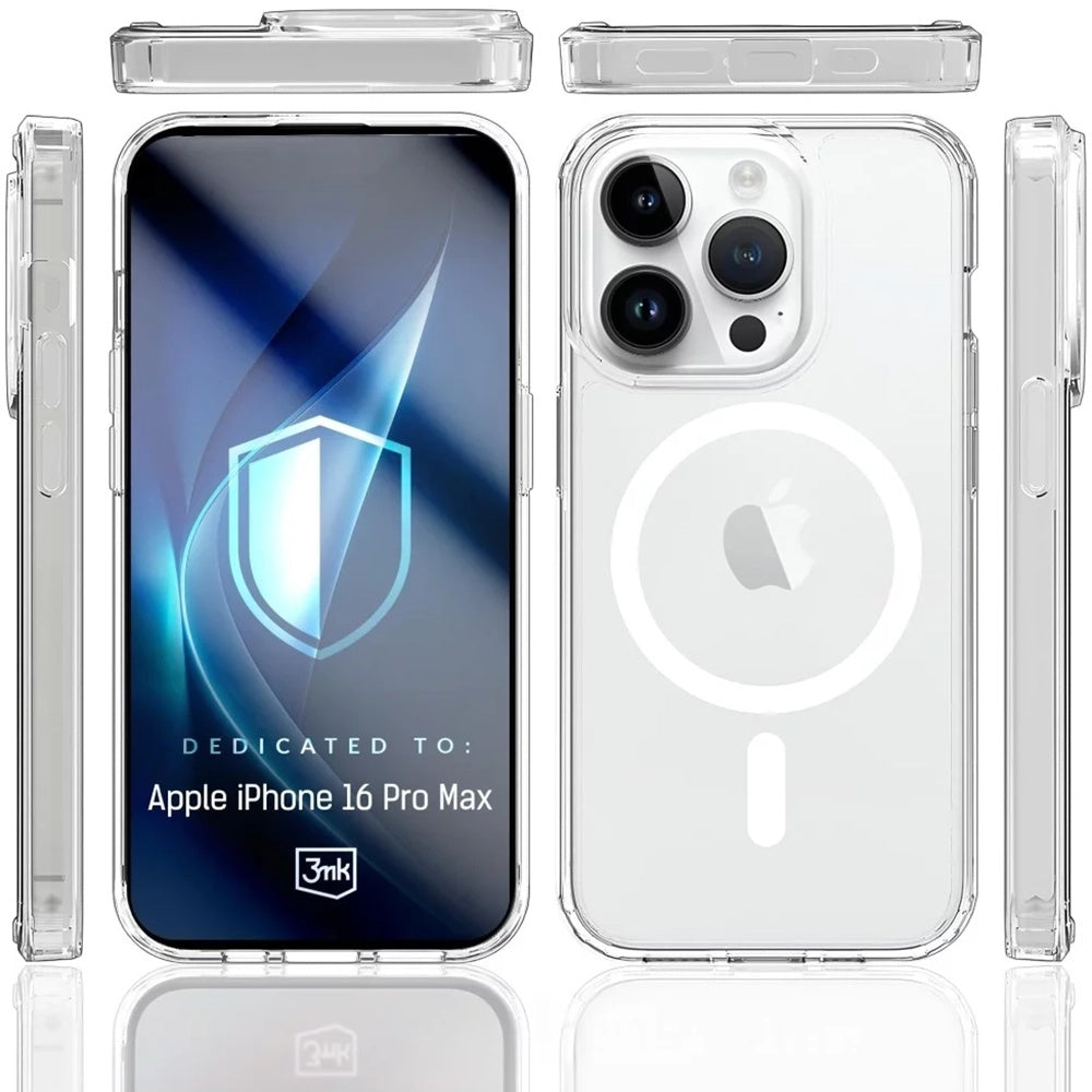 MagSafe pouzdro pro Apple iPhone 16 Pro Max, 3MK, Armor MagCase, Transparentní