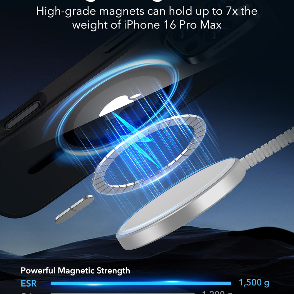 Pouzdro MagSafe pro Apple iPhone 16 Pro Max, ESR, Classic Hybrid, Černě průhledné