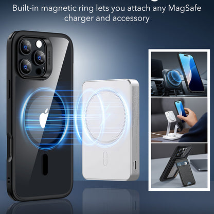 Pouzdro MagSafe pro Apple iPhone 16 Pro Max, ESR, Classic Hybrid, Černě průhledné
