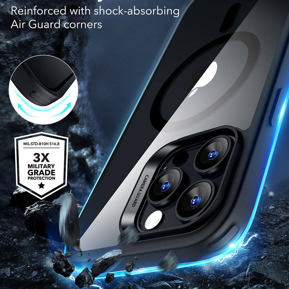 Pouzdro MagSafe pro Apple iPhone 16 Pro Max, ESR, Classic Hybrid, Černě průhledné