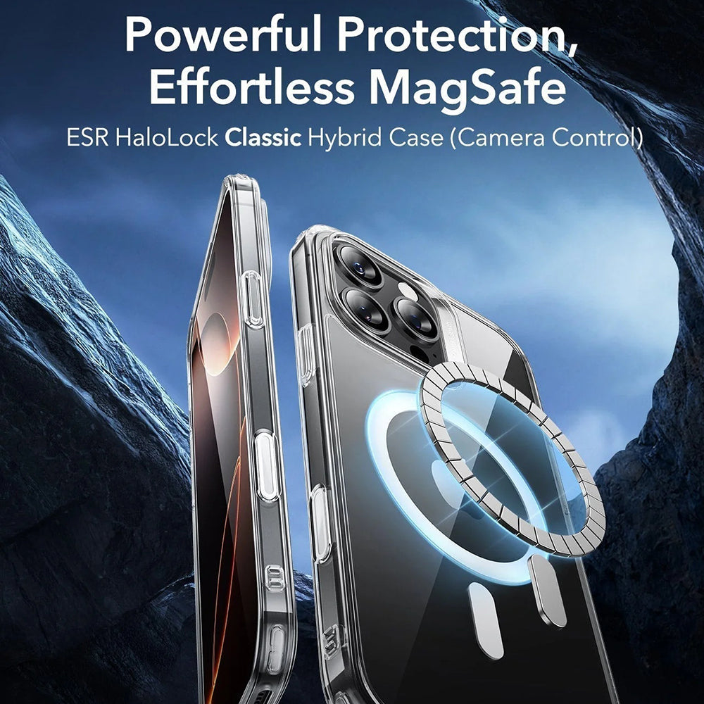 Pouzdro MagSafe pro Apple iPhone 16 Pro Max, ESR, Classic Hybrid Slide, Černě průhledné