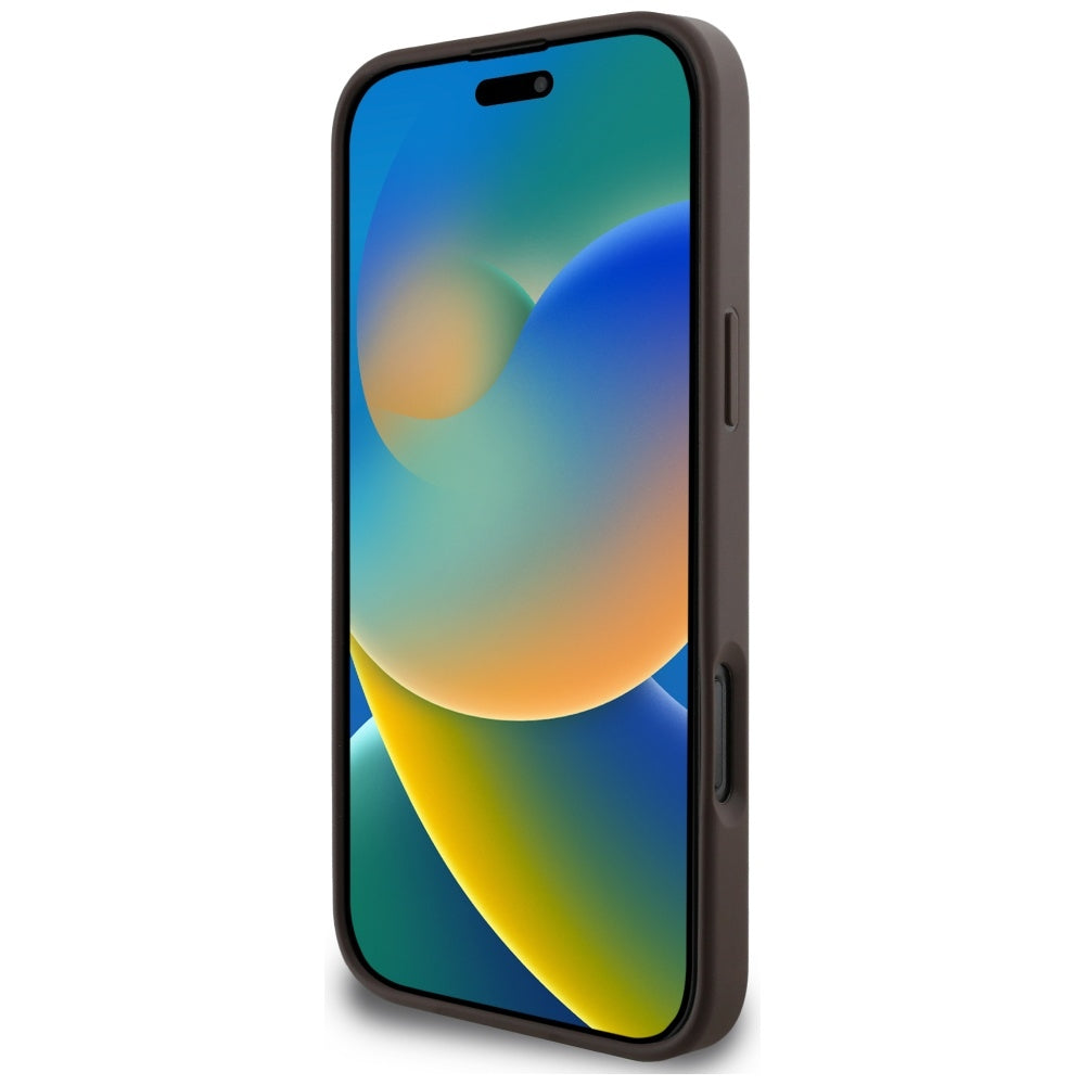 Pouzdro MagSafe pro Apple iPhone 16 Pro Max, Guess, Cardslot 4G Stripes, Hnědá