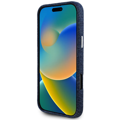 Pouzdro MagSafe pro Apple iPhone 16 Pro Max, Guess, Denim Triangle Logo, Modrá