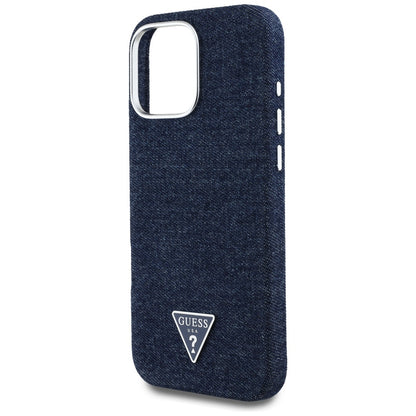 Pouzdro MagSafe pro Apple iPhone 16 Pro Max, Guess, Denim Triangle Logo, Modrá