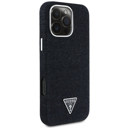Pouzdro MagSafe pro Apple iPhone 16 Pro Max, Guess, Denim Triangle Logo, Černá