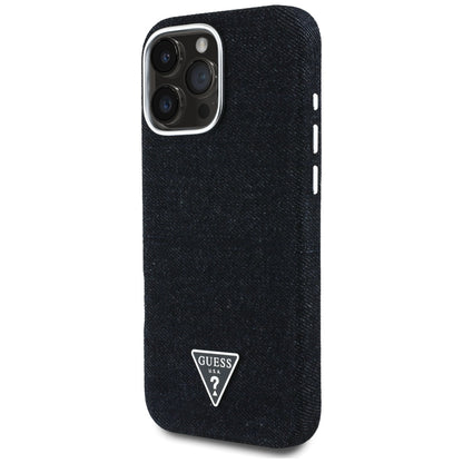 Pouzdro MagSafe pro Apple iPhone 16 Pro Max, Guess, Denim Triangle Logo, Černá