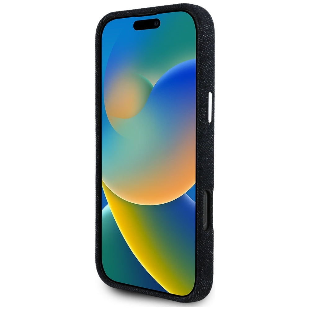 Pouzdro MagSafe pro Apple iPhone 16 Pro Max, Guess, Denim Triangle Logo, Černá