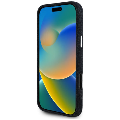 Pouzdro MagSafe pro Apple iPhone 16 Pro Max, Guess, Denim Triangle Logo, Černá