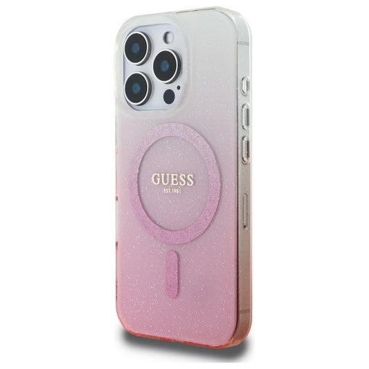 Pouzdro MagSafe pro Apple iPhone 16 Pro Max, Guess, IML Glitter Gradient, Růžová