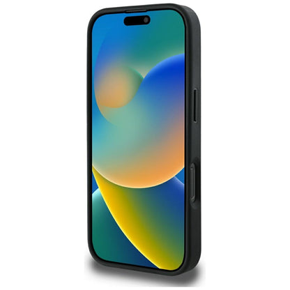 Pouzdro MagSafe pro Apple iPhone 16 Pro Max, Guess, Peony Grained Hot Stamp Triangle, Černá