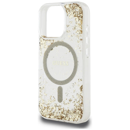 Pouzdro MagSafe pro Apple iPhone 16 Pro Max, Guess, Resin Bottom Glitter, Zlaté