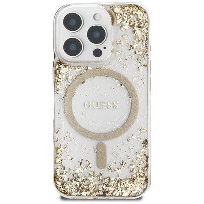 Pouzdro MagSafe pro Apple iPhone 16 Pro Max, Guess, Resin Bottom Glitter, Zlaté