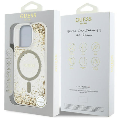 Pouzdro MagSafe pro Apple iPhone 16 Pro Max, Guess, Resin Bottom Glitter, Zlaté