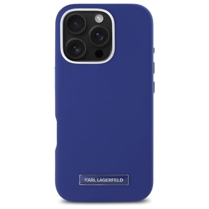 Pouzdro MagSafe pro Apple iPhone 16 Pro Max, Karl Lagerfeld, FW Metal Plate, Modrá