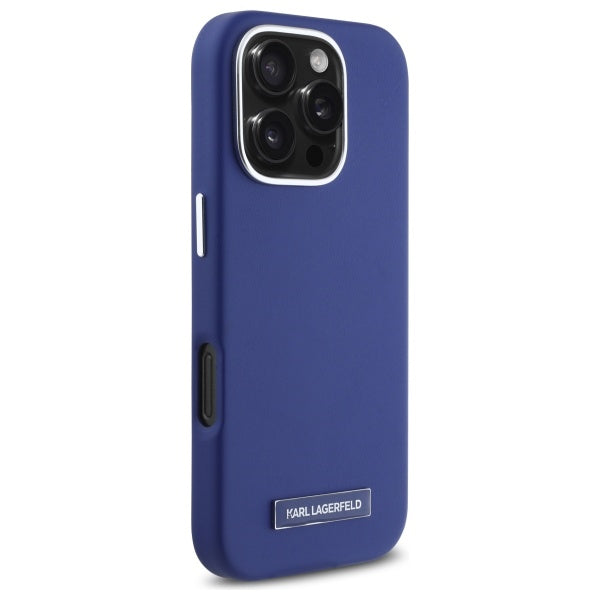 Pouzdro MagSafe pro Apple iPhone 16 Pro Max, Karl Lagerfeld, FW Metal Plate, Modrá