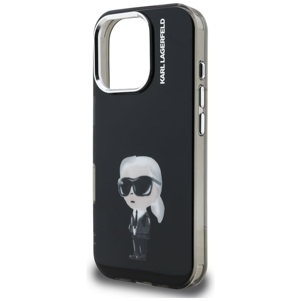 Pouzdro MagSafe pro Apple iPhone 16 Pro Max, Karl Lagerfeld, IML Aquarelle Logo Karl, Černá