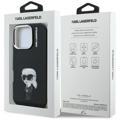Pouzdro MagSafe pro Apple iPhone 16 Pro Max, Karl Lagerfeld, IML Aquarelle Logo Karl, Černá